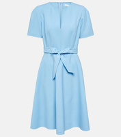 Платье миди из смесовой шерсти с поясом OSCAR DE LA RENTA, синий