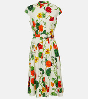 Платье миди из смесового хлопка с принтом OSCAR DE LA RENTA, разноцветный
