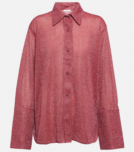 Прозрачная рубашка Lumière с эффектом металлик OSÉREE, розовый