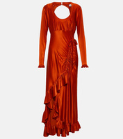 Атласное платье макси с драпировкой PACO RABANNE, красный
