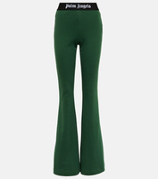 Расклешенные брюки из хлопкового джерси с логотипом PALM ANGELS, зеленый
