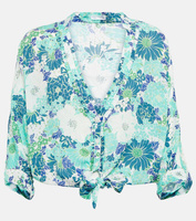 Атласная рубашка Azia с цветочным принтом POUPETTE ST BARTH, разноцветный
