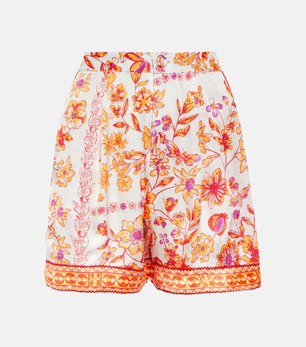 Атласные шорты Isabelle с цветочным принтом POUPETTE ST BARTH, разноцветный