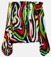 Блузка с открытыми плечами и принтом PUCCI, разноцветный