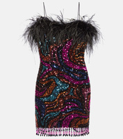 Мини-платье Kiki с пайетками и отделкой перьями REBECCA VALLANCE, разноцветный