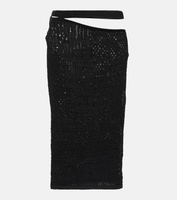 Юбка миди из хлопкового трикотажа с вырезами ROBERTA EINER, черный