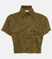 Рубашка с леопардовым принтом из смесового хлопка SAINT LAURENT, разноцветный