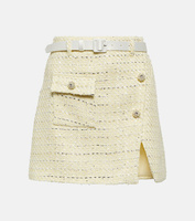 Мини-юбка из букле с поясом SELF-PORTRAIT, желтый