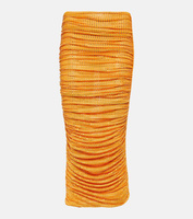 Юбка миди со сборками и украшением SELF-PORTRAIT, оранжевый