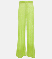 Широкие брюки с пайетками SELF-PORTRAIT, зеленый