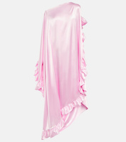 Атласное платье на одно плечо с оборками ACNE STUDIOS, розовый