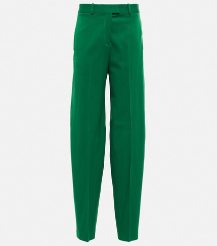 Широкие брюки из смесовой шерсти THE ATTICO, зеленый