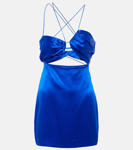 Асимметричное мини-платье из шелкового атласа THE SEI, синий