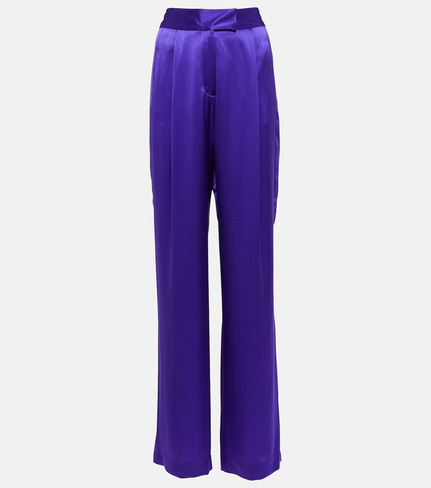 Широкие шелковые атласные брюки с высокой посадкой THE SEI, фиолетовый