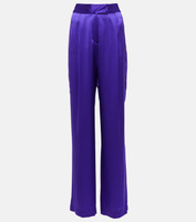 Широкие шелковые атласные брюки с высокой посадкой THE SEI, фиолетовый