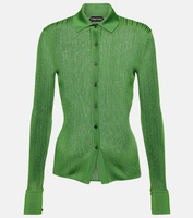 Рубашка металлизированного трикотажа в рубчик TOM FORD, зеленый