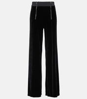 Велюровые прямые брюки с молниями TOM FORD, черный