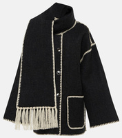 Куртка-шарф с вышивкой из смесовой шерсти TOTEME, серый