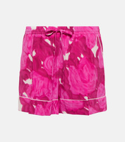 Шелковые шорты с цветочным принтом VALENTINO, розовый
