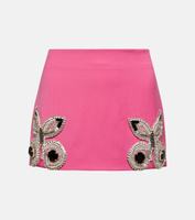 Мини-юбка из шерсти с кристаллами AREA, розовый