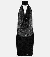Мини-платье Tipo с пайетками и вырезом халтер AYA MUSE, черный