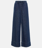 Широкие джинсы из шамбре с высокой посадкой VALENTINO, синий