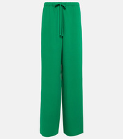 Широкие брюки из шелкового крепа с высокой посадкой VALENTINO, зеленый