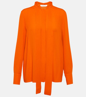 Шелковая рубашка с вырезом под шарф VALENTINO, оранжевый