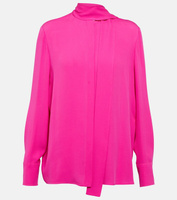 Рубашка из шелкового жоржета с завязками на воротнике VALENTINO, розовый