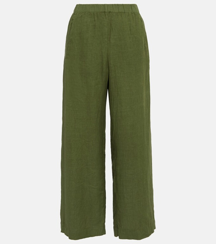 Широкие льняные брюки Lola с высокой посадкой VELVET, зеленый