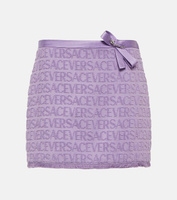 Хлопковая мини-юбка с декорированным логотипом VERSACE, фиолетовый