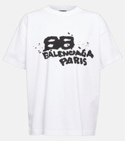 Хлопковая футболка оверсайз с логотипом BALENCIAGA, белый