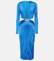 Атласное платье миди Medusa Biggie с вырезами VERSACE, синий
