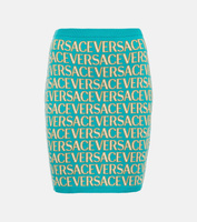 Мини-юбка Versace Allover из смесового хлопка VERSACE, разноцветный
