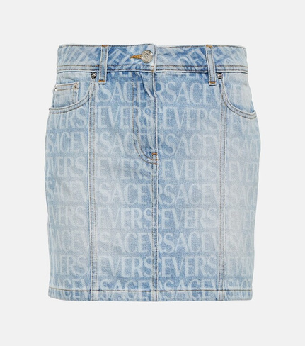Джинсовая мини-юбка Versace Allover VERSACE, синий