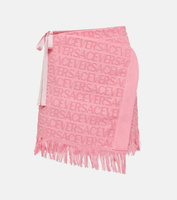 Хлопковая махровая юбка с запахом и логотипом из коллаборации с Dua Lipa VERSACE, розовый