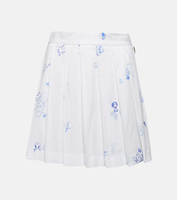 Плиссированная мини-юбка из хлопка с принтом VETEMENTS, белый
