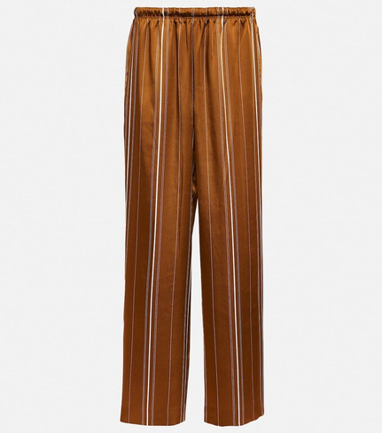Полосатые брюки с высокой посадкой VINCE, коричневый
