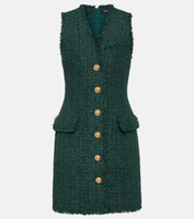 Твидовое мини-платье BALMAIN, зеленый