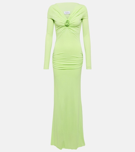 Украшенное платье с открытыми плечами BLUMARINE, зеленый